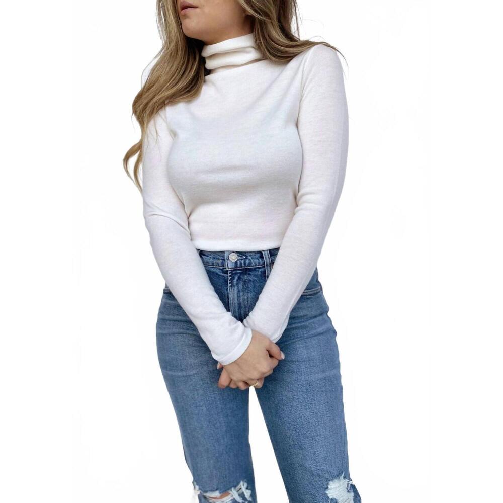 NEW W. CASHMERE finley fine gauge turtleneck sweater in white